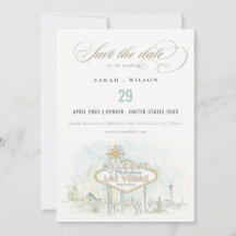 Las Vegas Nevada Aquarell-Landschaft-Hochzeit