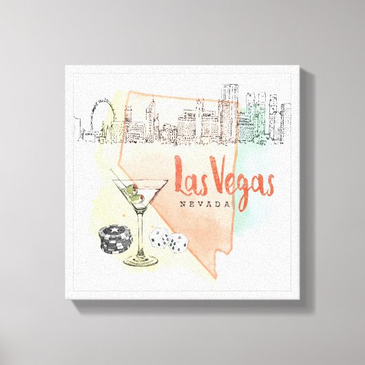 Las Vegas, Nevada | Aquarellbild Leinwanddruck (Vorderseite)