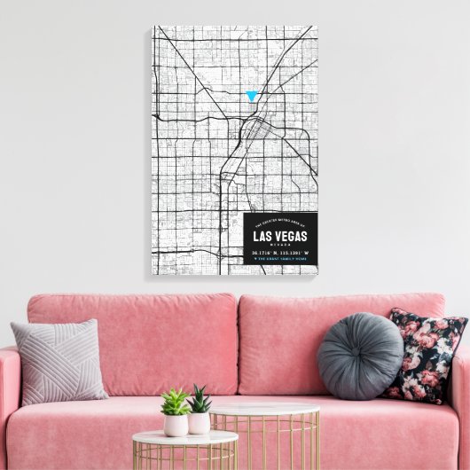 Las Vegas, Nevada City Map + Ihre Lage markieren Leinwanddruck (Insitu (Wohnzimmer))