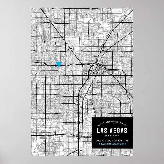 Las Vegas, Nevada City Map + Ihre Lage markieren Poster (Vorne)