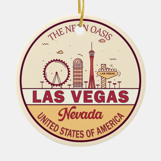 Las Vegas Nevada City Skyline Emblem Keramik Ornament (Vorne)