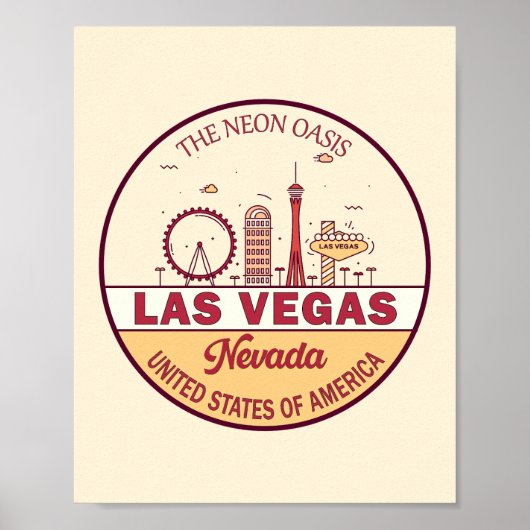 Las Vegas Nevada City Skyline Emblem Poster (Vorne)