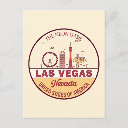 Las Vegas Nevada City Skyline Emblem Postkarte (Vorderseite)