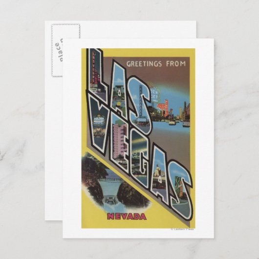 Las Vegas, Nevada - Große Buchstabenszenen Postkarte (Vorne/Hinten)