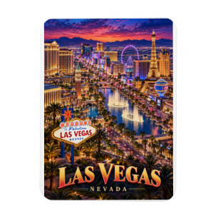 Las Vegas Nevada Neon-Skyline Reiseplakat Magnet