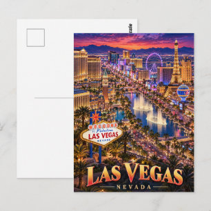 Las Vegas Nevada Neon-Skyline Reiseplakat Postkarte