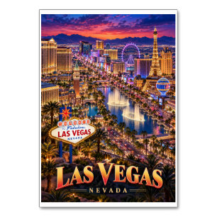 Las Vegas Nevada Neon-Skyline-Reiseposter Tischnummer