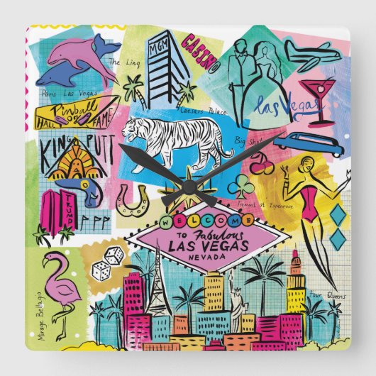 Las Vegas, Nevada Quadratische Wanduhr (Vorderseite)