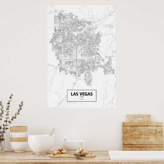Las Vegas, Nevada (schwarz auf weiß) Poster (Küche)