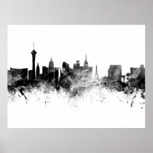 Las Vegas Nevada Skyline Schwarz-weiß Poster