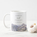 LAS VEGAS NEVADA Skyline Wedding Names Kaffeetasse<br><div class="desc">Diese Kaffeemaschine mit Aquarellmalerei zeigt die Skyline von Las Vegas Nevada. Diese Keramik Tasse ist ein perfektes Geschenk für Braut und Bräutigam.</div>