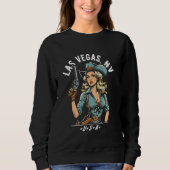 Las Vegas Nevada USA Cowgirl with Pistol Western D Sweatshirt (Vorderseite)