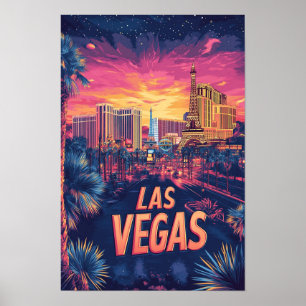 Las Vegas Nevada USA Vintag Illustration Travel Poster