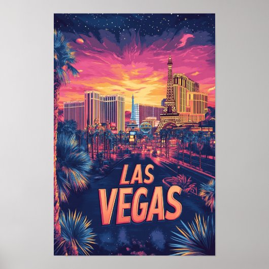 Las Vegas Nevada USA Vintag Illustration Travel Poster (Vorne)