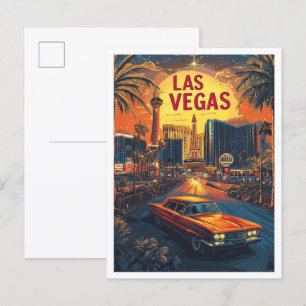 Las Vegas Nevada USA Vintag Illustration Travel Postkarte