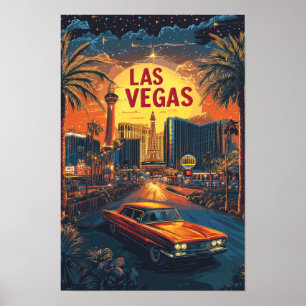 Las Vegas Nevada USA Vintage-Illustration Reise Poster