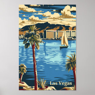 Las Vegas Nevada Vintag Retro Travel Illustration Poster