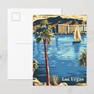Las Vegas Nevada Vintag Retro Travel Illustration Postkarte