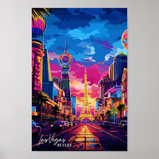 Las Vegas Nevada Vintage Illustration Poster (Vorne)