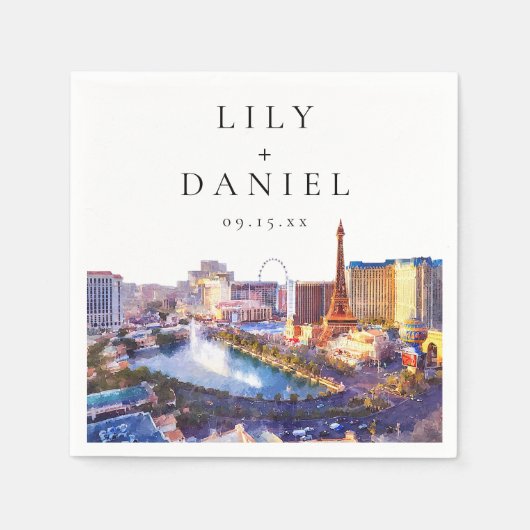 Las Vegas Nevada Watercolor Destination Wedding Serviette (Vorderseite)