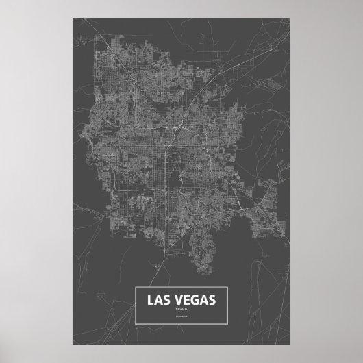 Las Vegas, Nevada (weiß auf schwarz) Poster (Vorne)