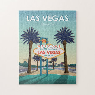 Las Vegas Nevada Willkommensschild Vintage Reise Puzzle