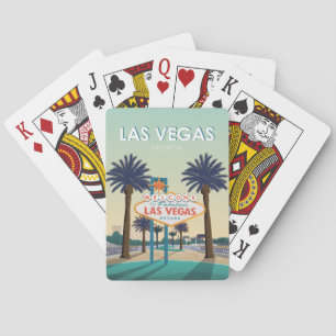 Las Vegas Nevada Willkommensschild Vintage Reise Spielkarten