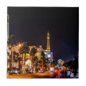 Las Vegas Night Lights Strip Eiffel Tower Casino Fliese (Vorderseite)
