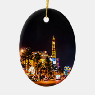 Las Vegas Night Lights Strip Eiffel Tower Casino Keramikornament