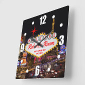 Las Vegas Night Stil Ihre Text Square Wall Uhr (Winkel)