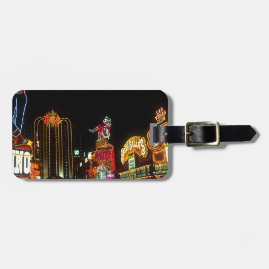 Las Vegas Night Time Neo Lights Casinos Unterschre Gepäckanhänger (Vorderseite horizontal)