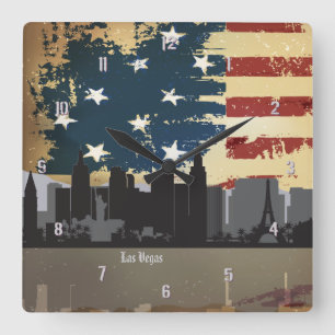 Las Vegas NV American Cities CityScape Clock Quadratische Wanduhr