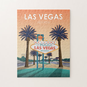 Las Vegas NV Willkommensschild Sonnenuntergang Vin Puzzle