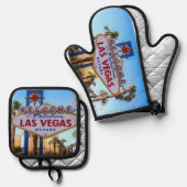 Las Vegas Ofenhandschuh & Topflappen-Set (Vorderseite/Rückseite)