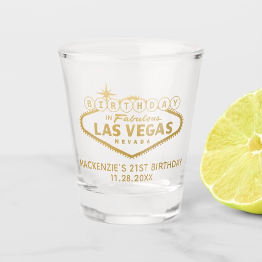 Las Vegas Personalisiert Birthday Party Gefallen Schnapsglas (Vorderseite)