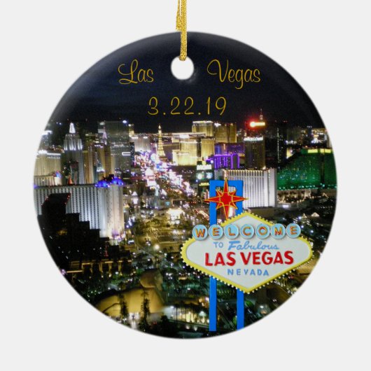 Las Vegas personalisiertes Datum Keramik Ornament (Hinten)