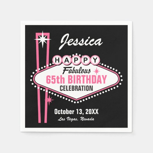 Las Vegas Pink Happy Serviette (Vorderseite)