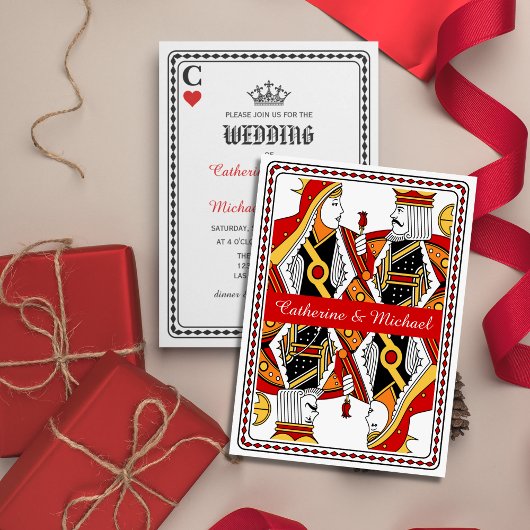 Las Vegas Playing Card King & Queen Wedding Einladung