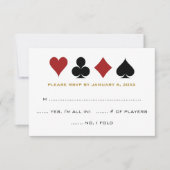 Las Vegas Poker Card Anzug Gold White Wedding RSVP Karte (Vorderseite)