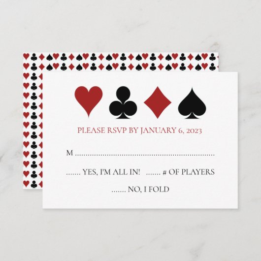 Las Vegas Poker Card Anzug Hochzeit RSVP (Vorne/Hinten)