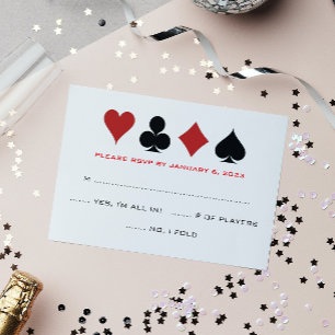 Las Vegas Poker Card Anzug Schwarz-weiß Wedding RS RSVP Karte