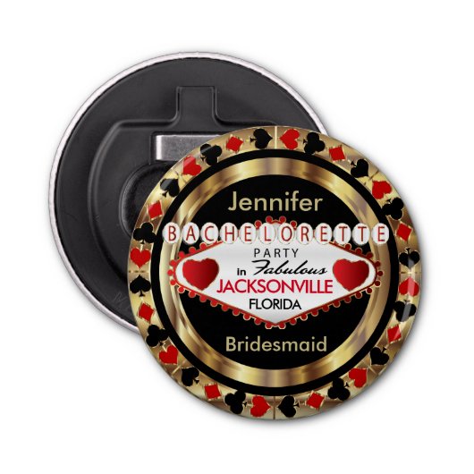 Las Vegas Poker Chip - Junggeselinnen-Abschied Flaschenöffner (Vorderseite)