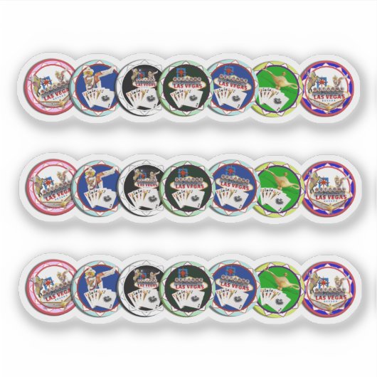 Las Vegas Poker Chip Reihen Aufkleber (Vorderseite)