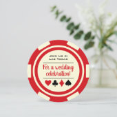 Las Vegas Poker Chip Rote und Weiße Hochzeit Einladung (Stehend Vorderseite)