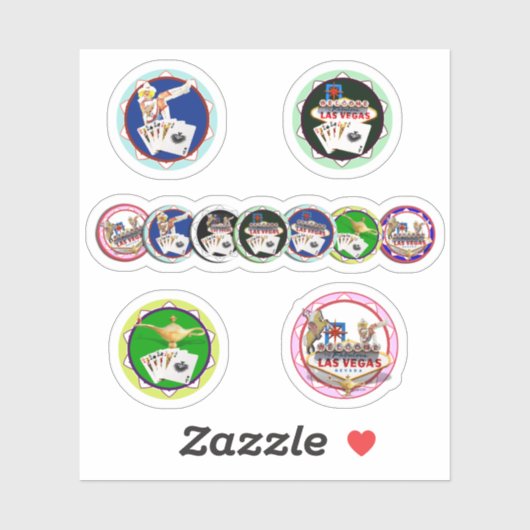 Las Vegas Poker Chips Sticker (Blatt)