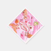 Las Vegas Poker Girls Night Out Rosa Serviette (Ecke)