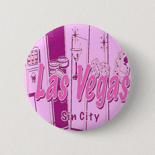 Las Vegas Pop Art Retro Button (Vorderseite)