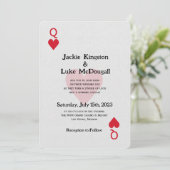 Las Vegas Queen of Hearts Card Einladung zur Hochz (Stehend Vorderseite)