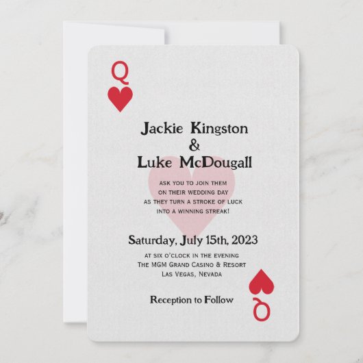 Las Vegas Queen of Hearts Card Einladung zur Hochz (Vorderseite)