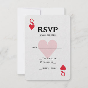 Las Vegas Queen of Hearts Playing RSVP Karte